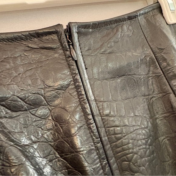 Stella Forest Black Crocodile Embossed Leather Womens Skirt Size 40 - Picture 5 of 11